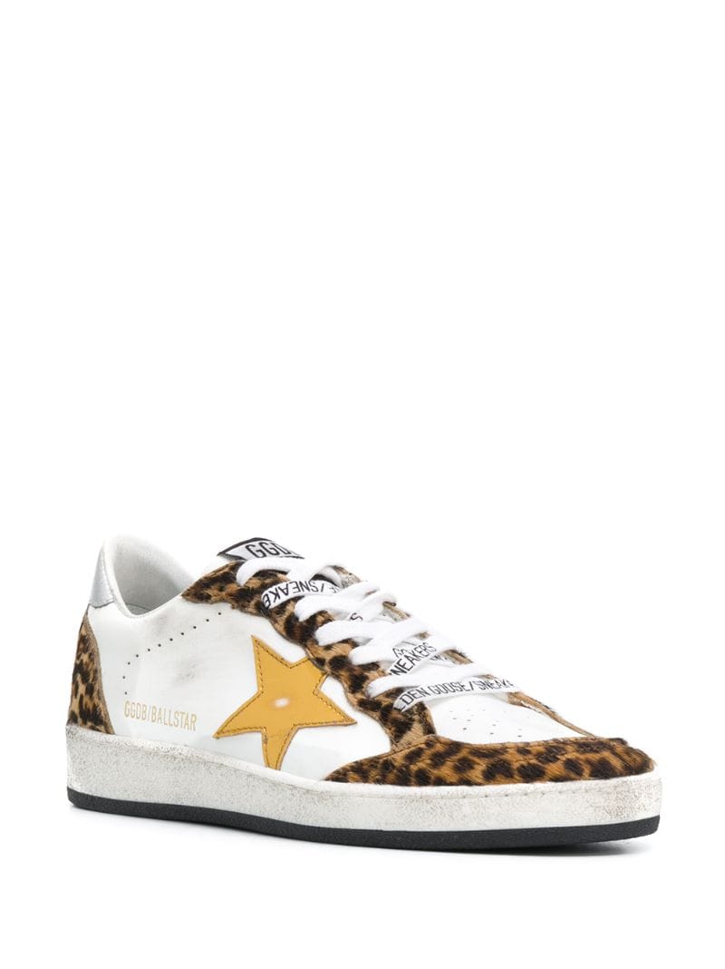 Shop Golden Goose Ballstar Leopard Print Sneakers In White