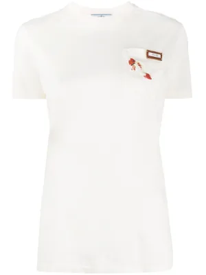 White T-Shirt features WHIMSICAL EMBROIDERED FISH fits all American Girl