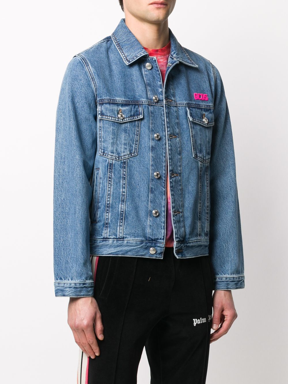 фото Gcds kids logo printed denim jacket