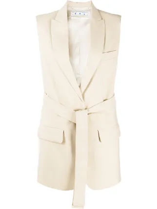 white sleeveless blazer