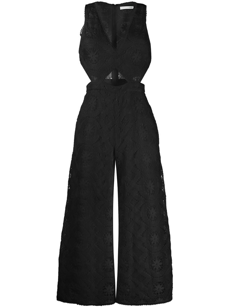 Olivia Palermo Lace Wide Leg Jumpsuit In Black