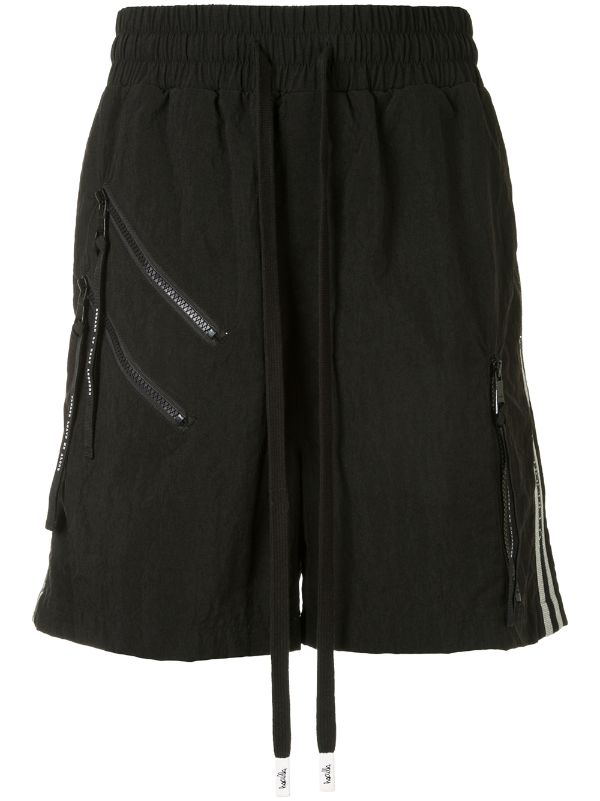 black zip pocket shorts