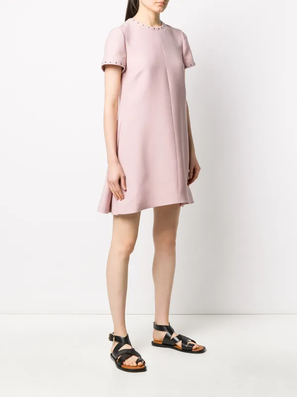 Valentino Garavani Embellished Trim Flared Dress | Pink | FARFETCH JO