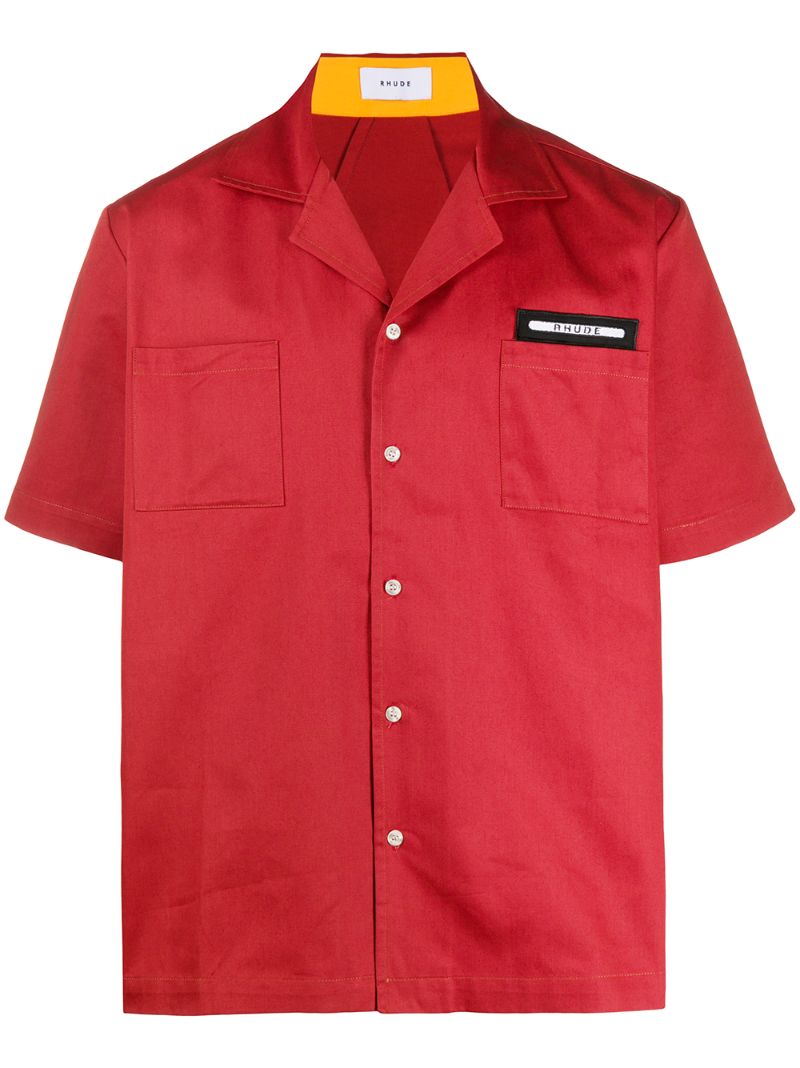 Rhude Contrast Chevron Shirt In Red