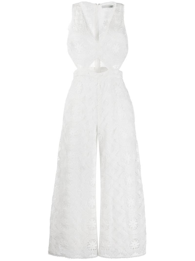 Olivia Palermo Lace Wide Leg Jumpsuit In White