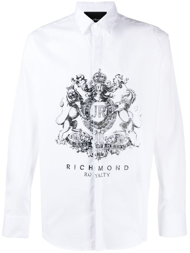 John Richmond Crest-print Shirt In White