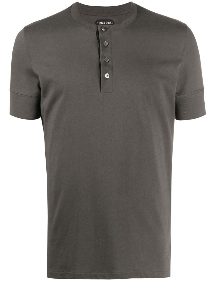 Tom Ford Button Detail T-shirt In Grey