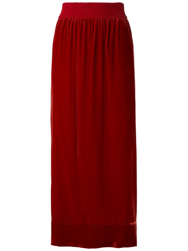 velvet midi skirt