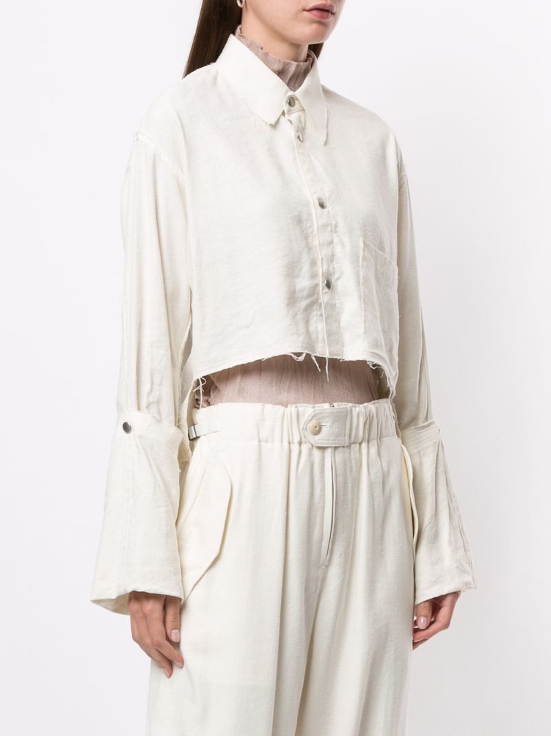 Shop Y's Cropped Long-sleeve Shirt In White