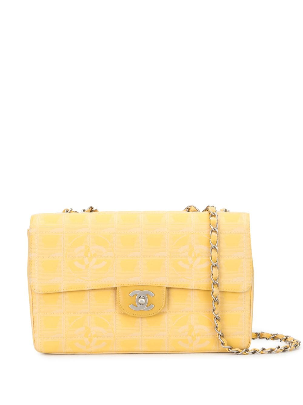 Pre-owned Chanel 2002 Choco Bar Shoulder Bag In Yellow