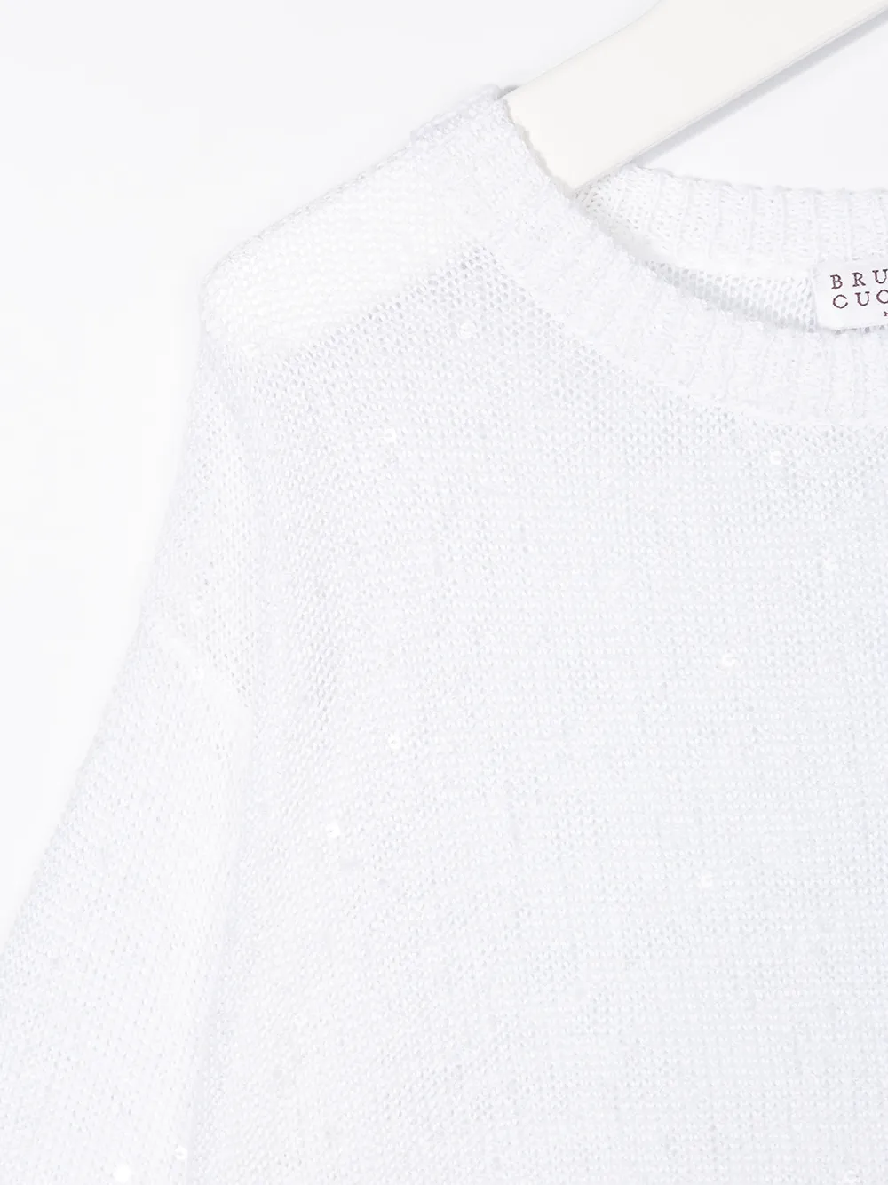  Brunello Cucinelli Kids Pullover Mit Pailletten   Weiß 