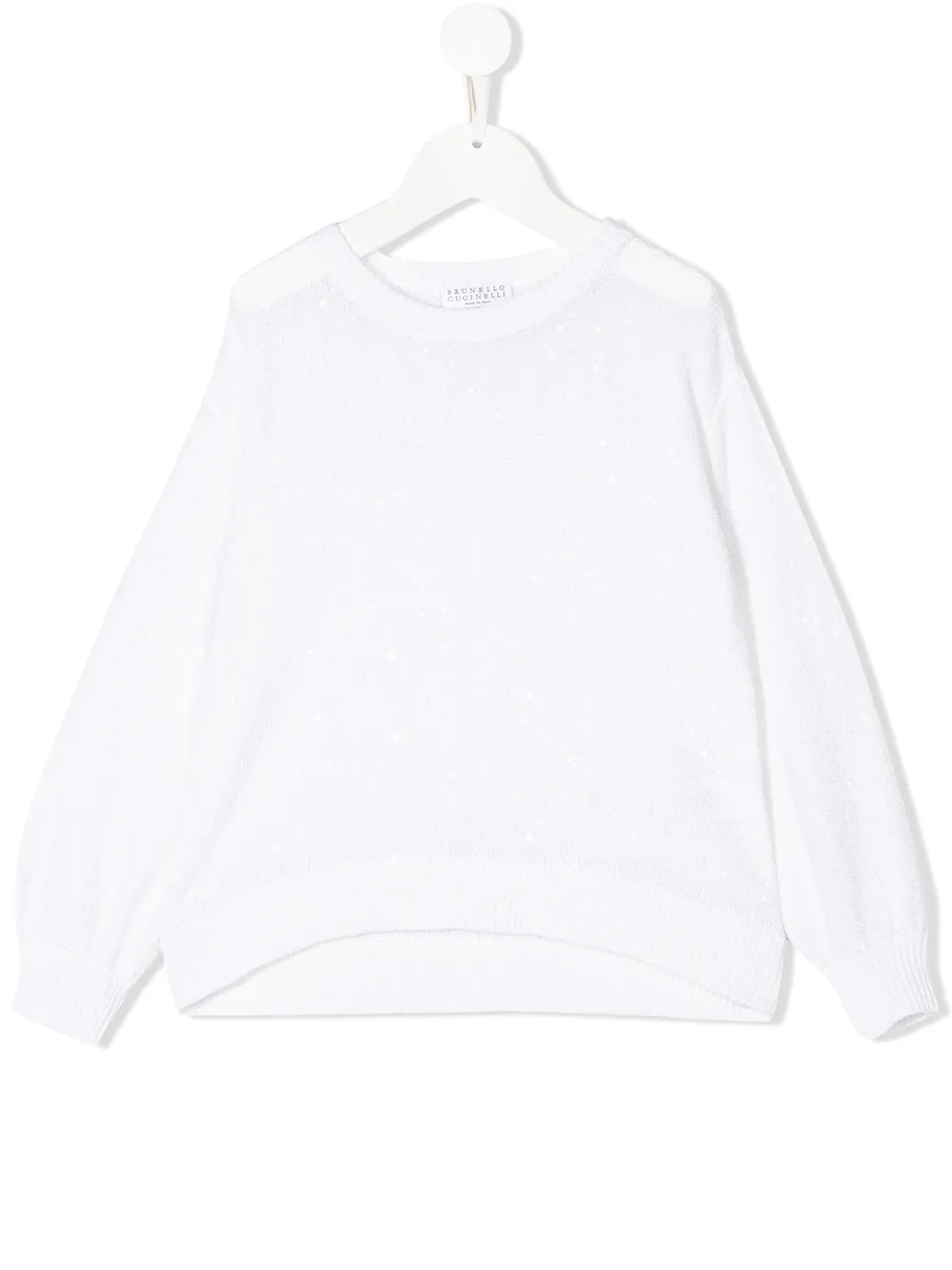 Brunello Cucinelli Kids crew-neck sequin-embellished sweater | White | Image 1