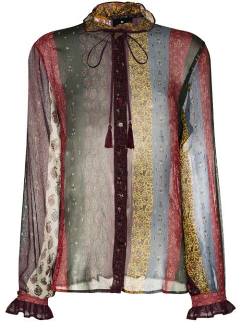 ETRO pussy-bow Panelled Silk Blouse - Farfetch