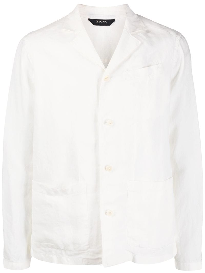 Z Zegna Single-breasted Linen Blazer In White