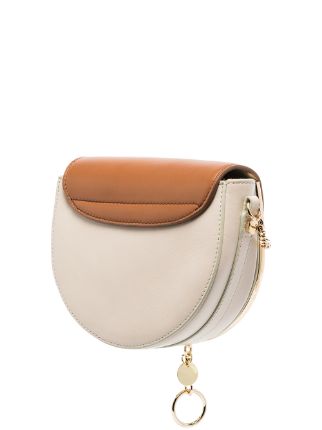 white and brown Mara leather shoulder bag展示图