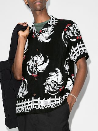 Rooster print Aloha shirt展示图