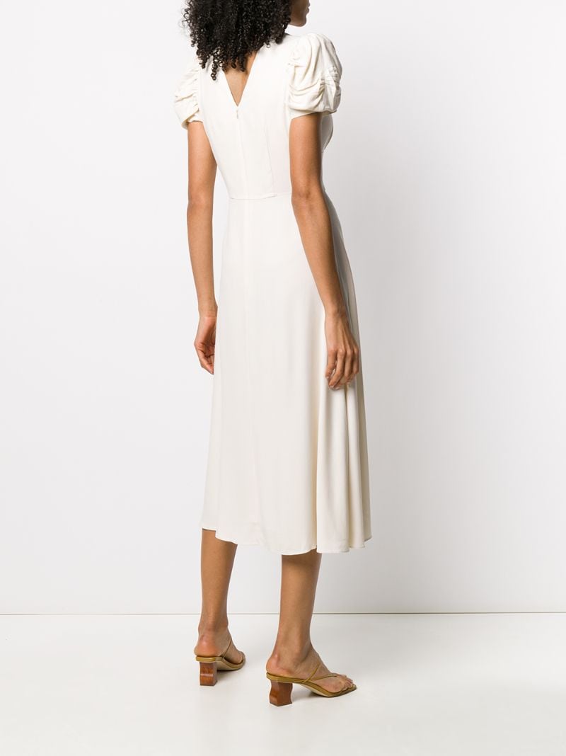 Shop Saloni Button-up Mid-length Dress In Neutrals
