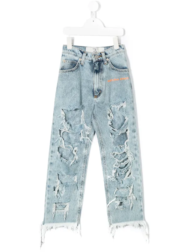 boys ripped blue jeans