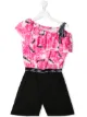 Image 1 of Miss Blumarine asymmetric floral print playsuit