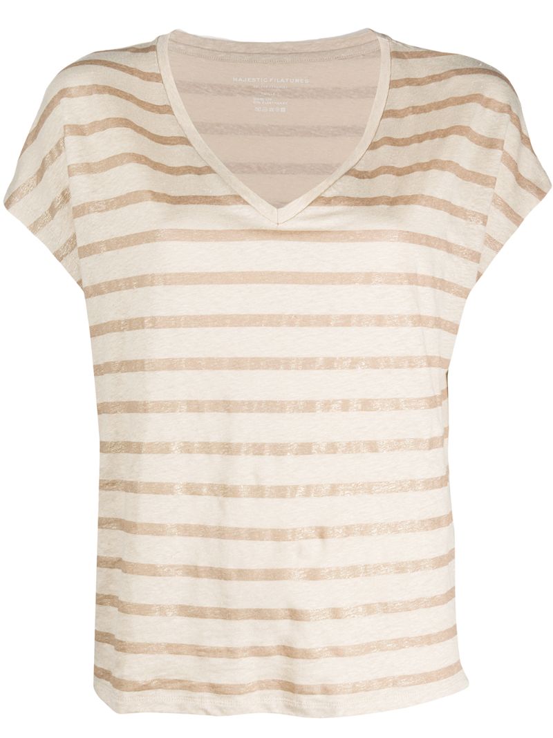 Majestic Striped Print T-shirt In Neutrals