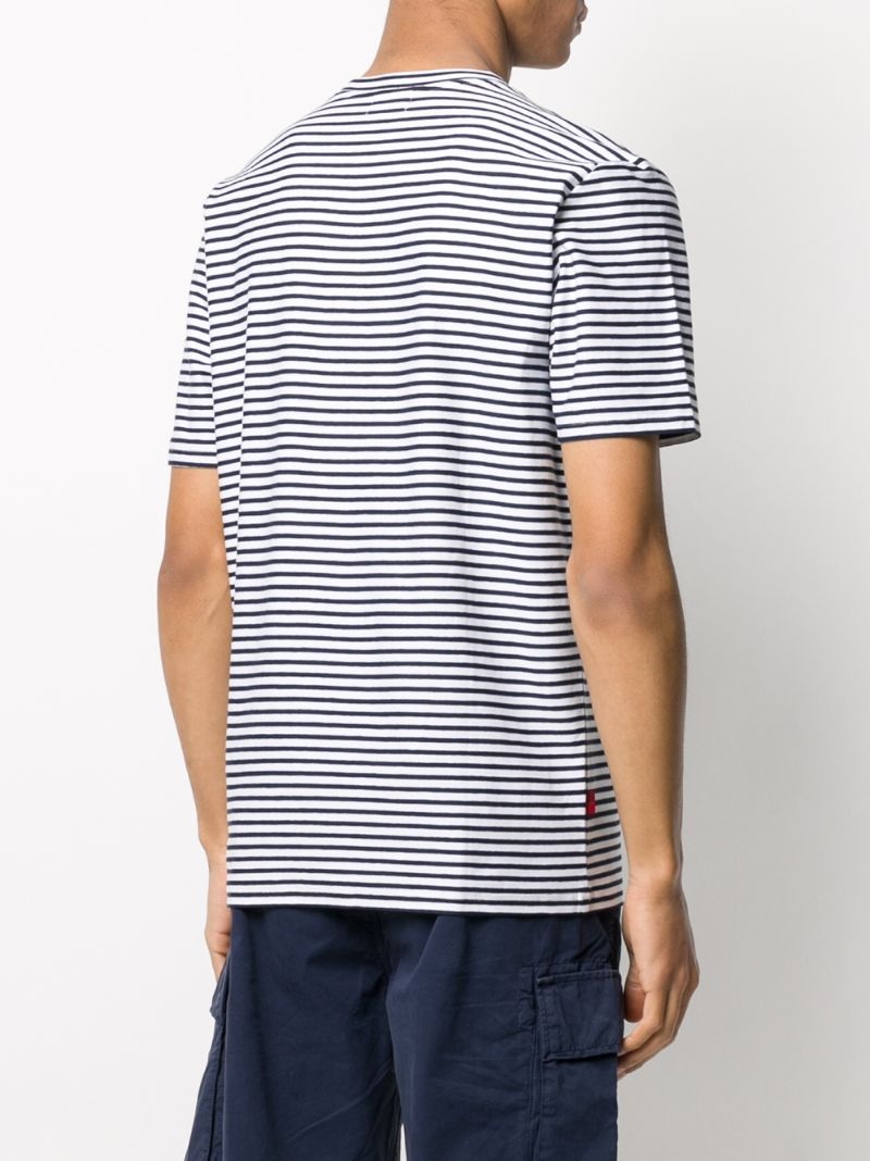 Shop Woolrich Striped Logo T-shirt In Blue