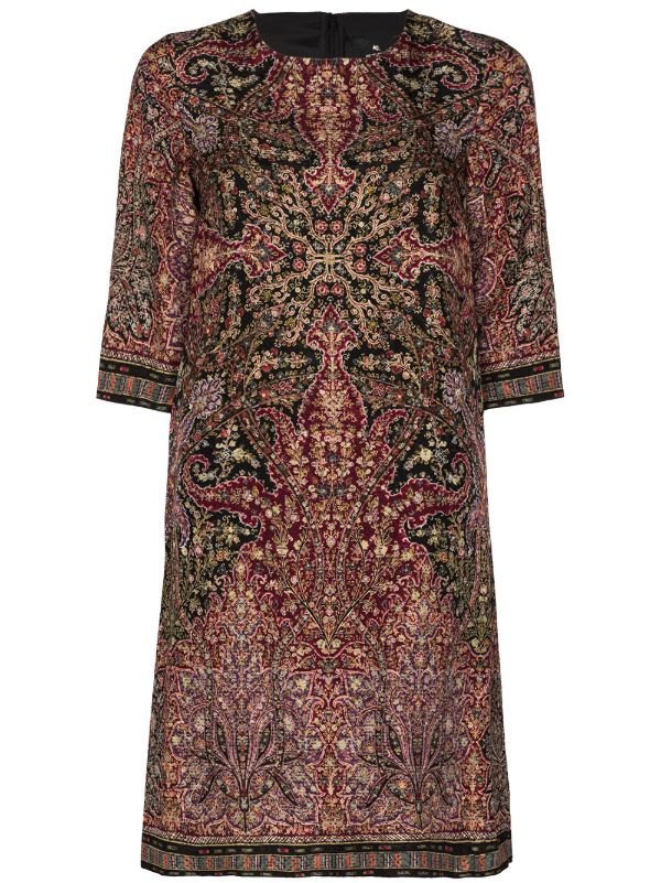 paisley print shift dress