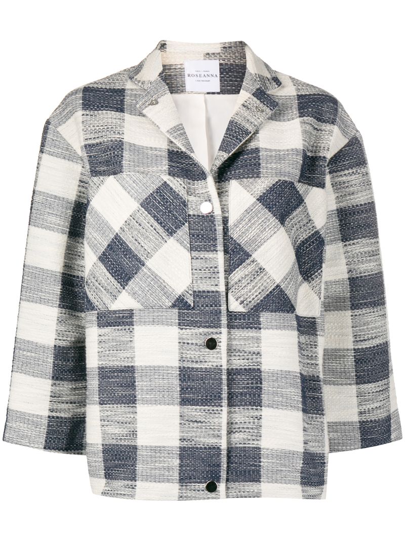 Shop Roseanna Indiana Tradition Plaid-jacquard Jacket In Blue