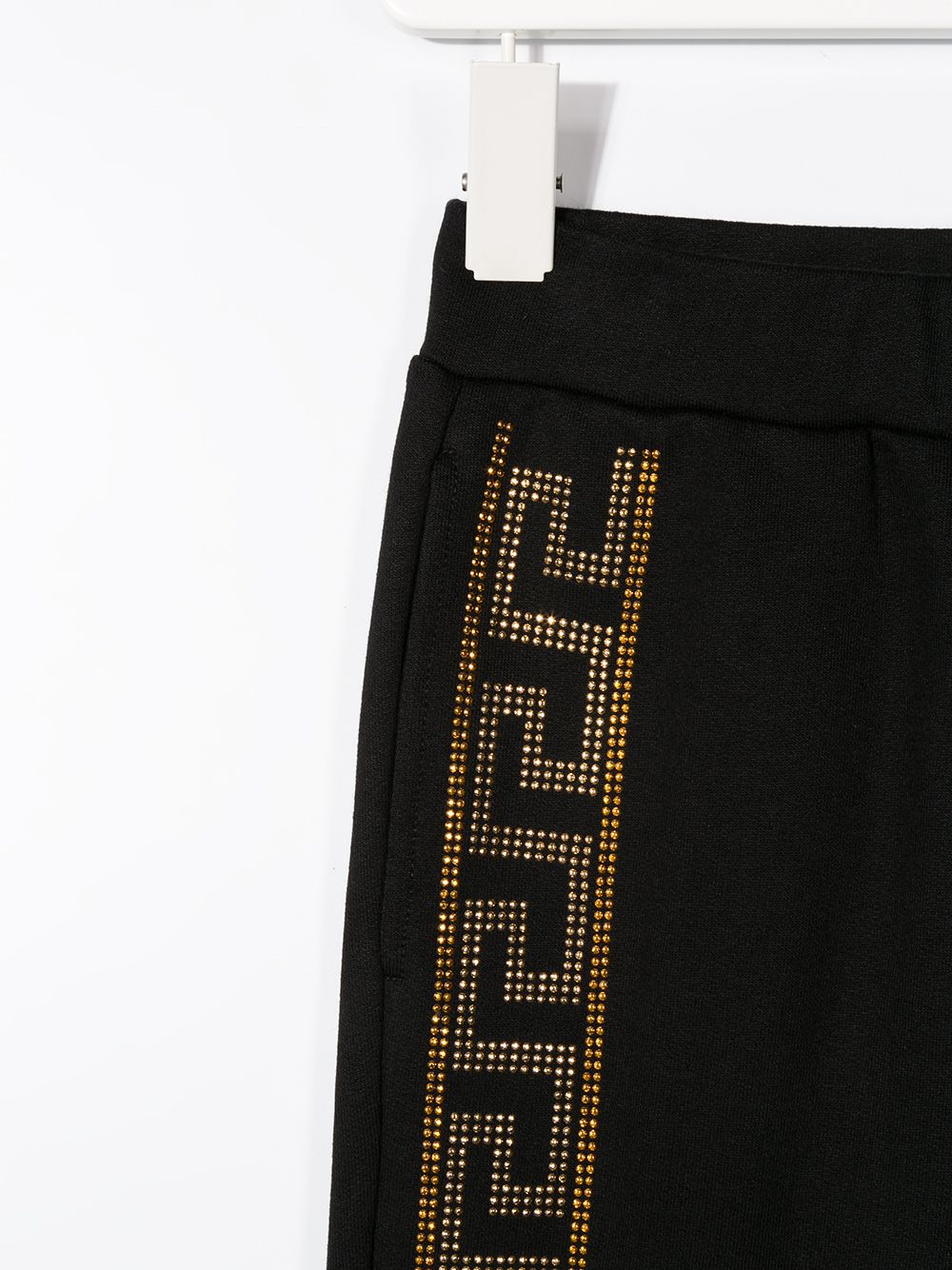 Shop Young Versace Crystal-embellished Joggers In Black