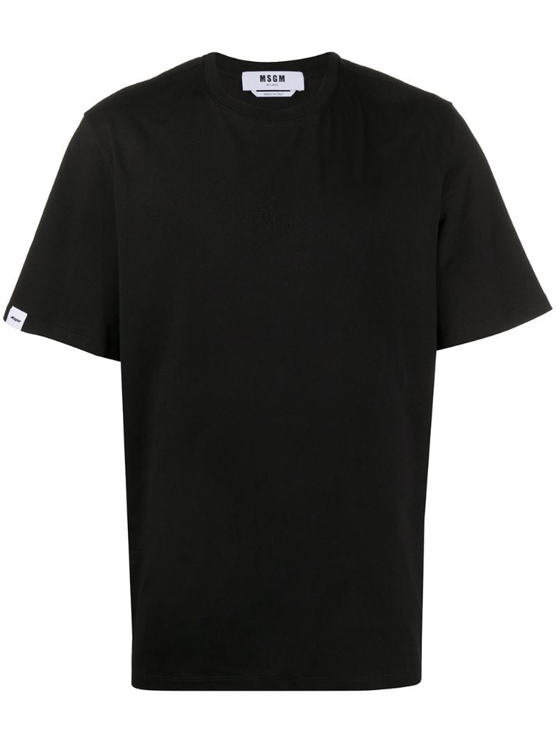 Msgm Logo-embroidered T-shirt In Black