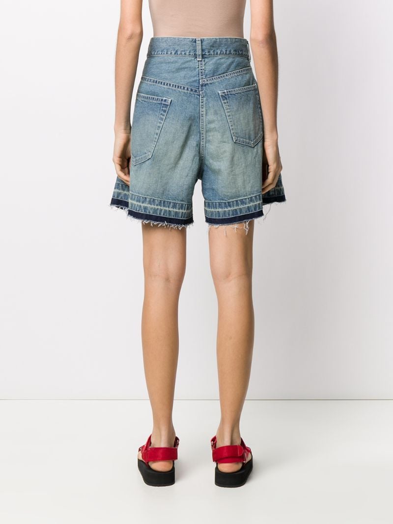 Shop Sacai Layered Denim Shorts In Blue