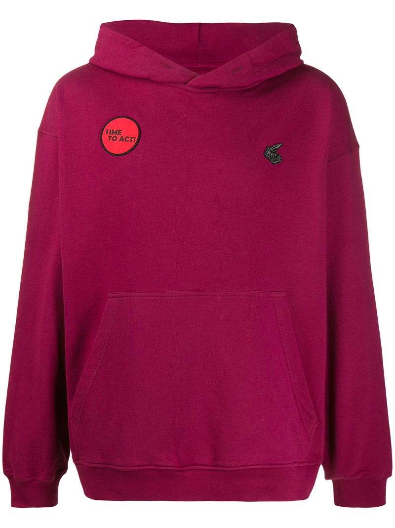 Vivienne Westwood Anglomania Rear Logo Print Patch Detail Hoodie In Red