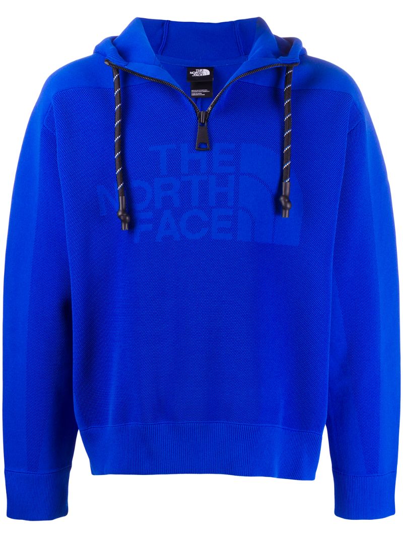 Shop The North Face Embroidered Logo Zipped Hoodie In Blue