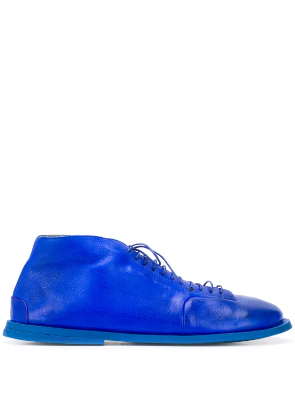 blue leather lace up shoes