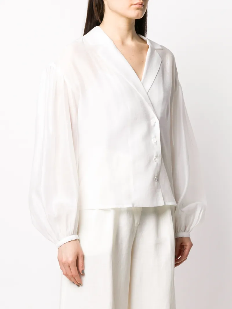 Remain Birger Christensen Balloon-sleeved Double Breasted Blouse In White