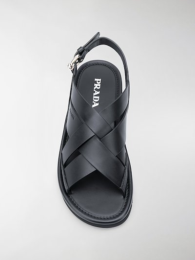 Prada cross strap sandals black | MODES