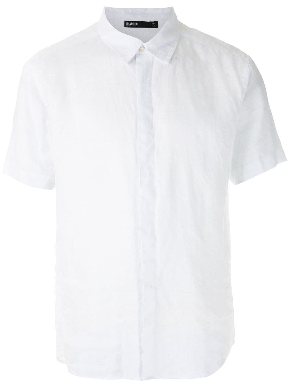 Shop Handred Linen Short Sleeves Shirt In White