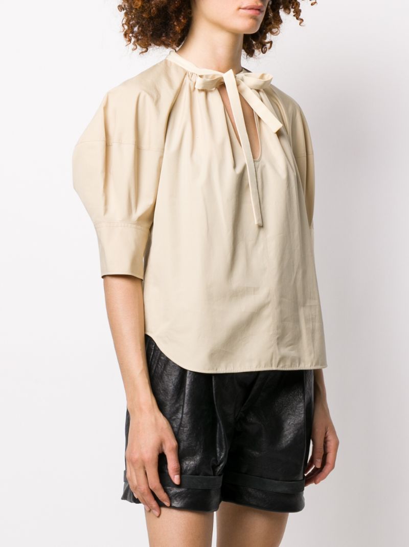 Shop Chloé Puff Sleeves Blouse In Neutrals