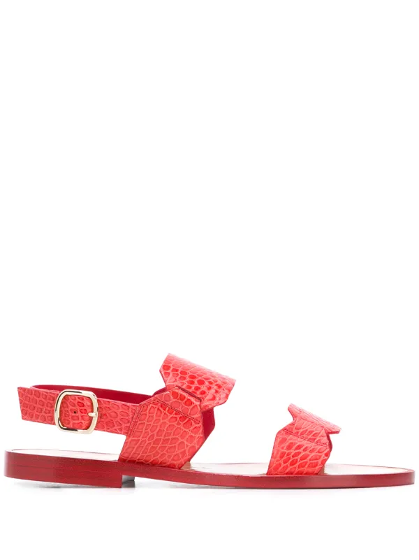 orange low heel sandals