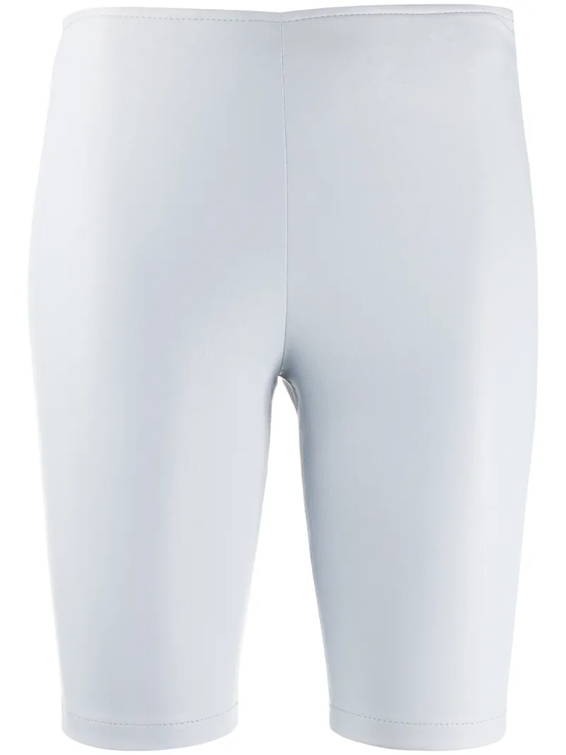 Manokhi Leather Biker Shorts In Blue