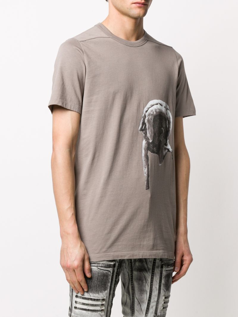 Shop Rick Owens Sculpted Head Print T-shirt In Grey