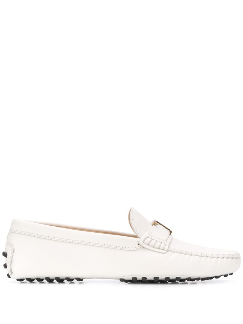 Shop Tod's Gommino Leather Loafers In White