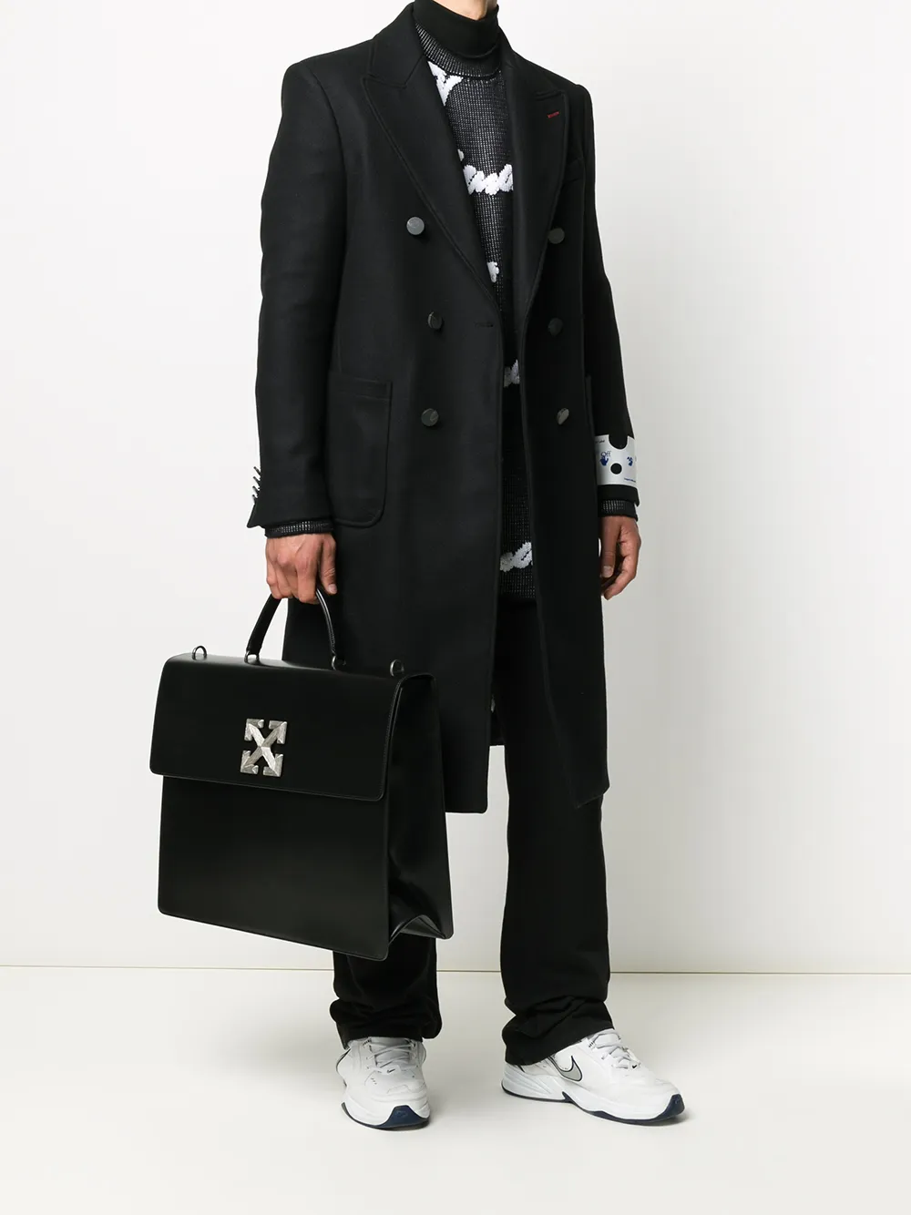 Image 2 of Off-White double-breasted logo print coat