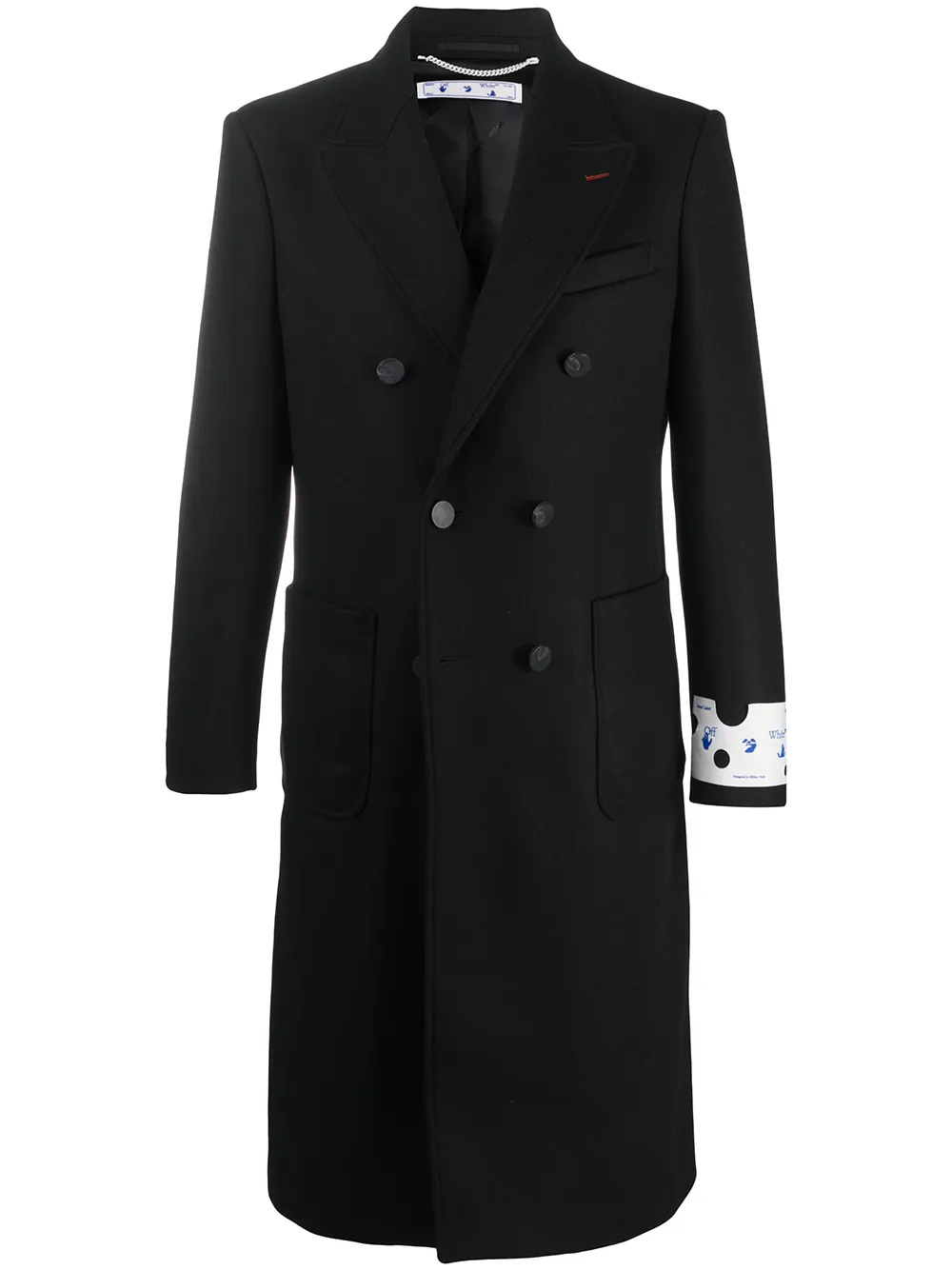 Image 1 of Off-White double-breasted logo print coat