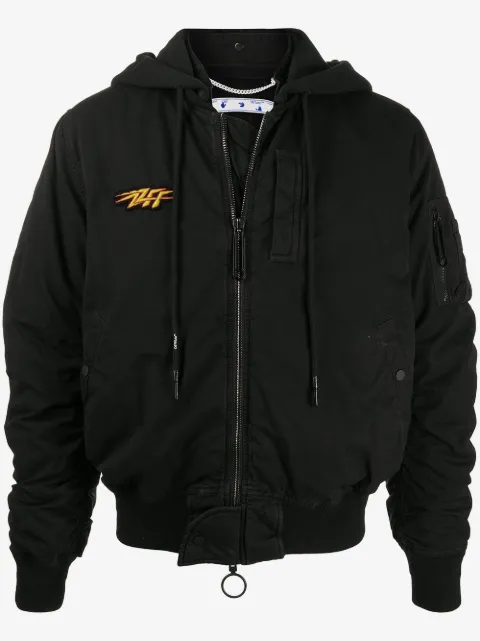 Off-White Jaqueta bomber com capuz e estampa Stencil Arrows