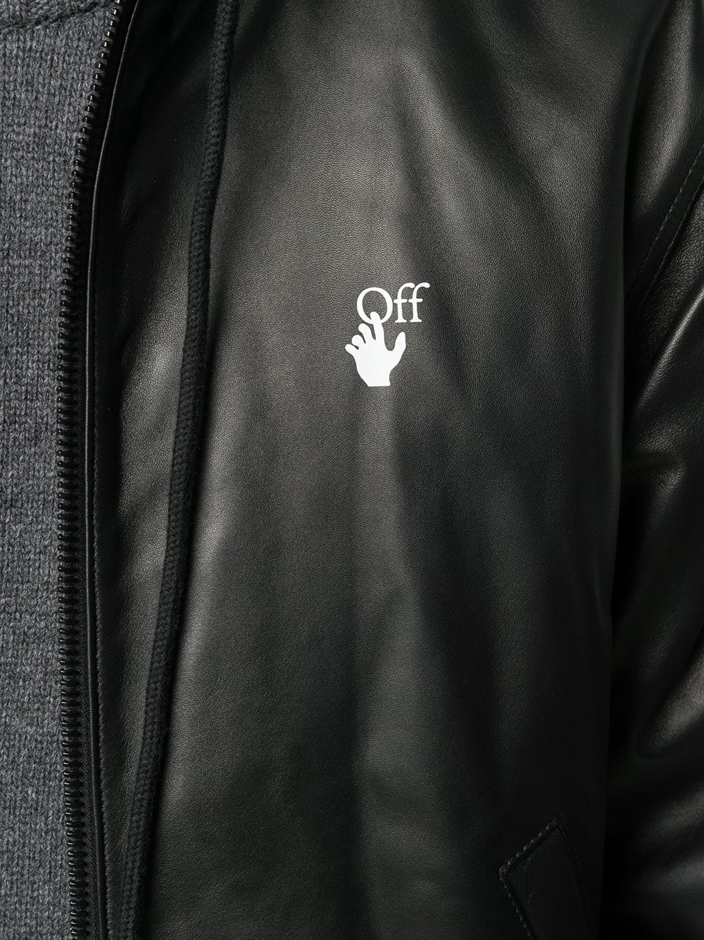 Off-White logo-print Leather Bomber Jacket - Farfetch