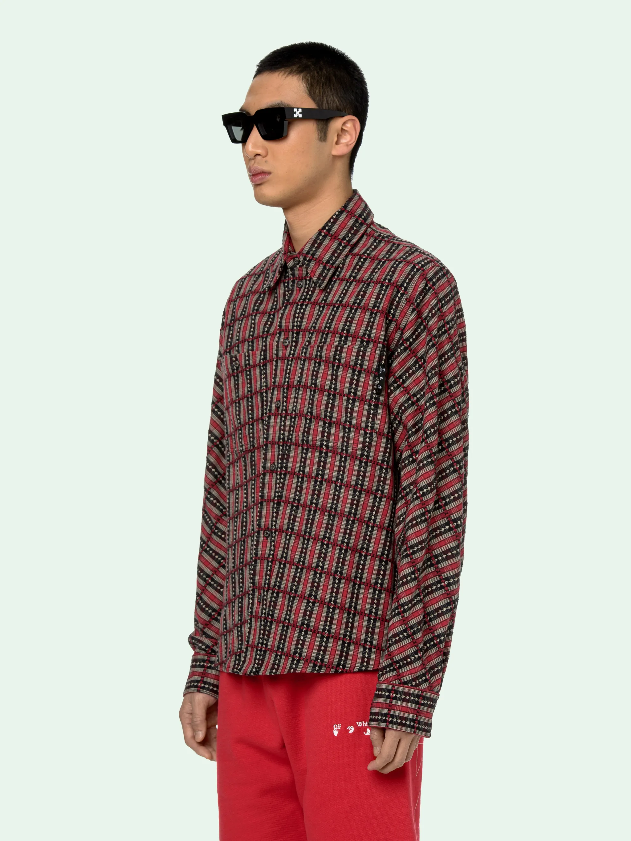 Checked shirt off white clearance