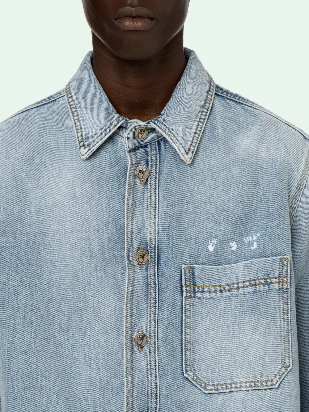 BLEACH LOGO DENIM SHIRT in blue OffWhite™ Official GB