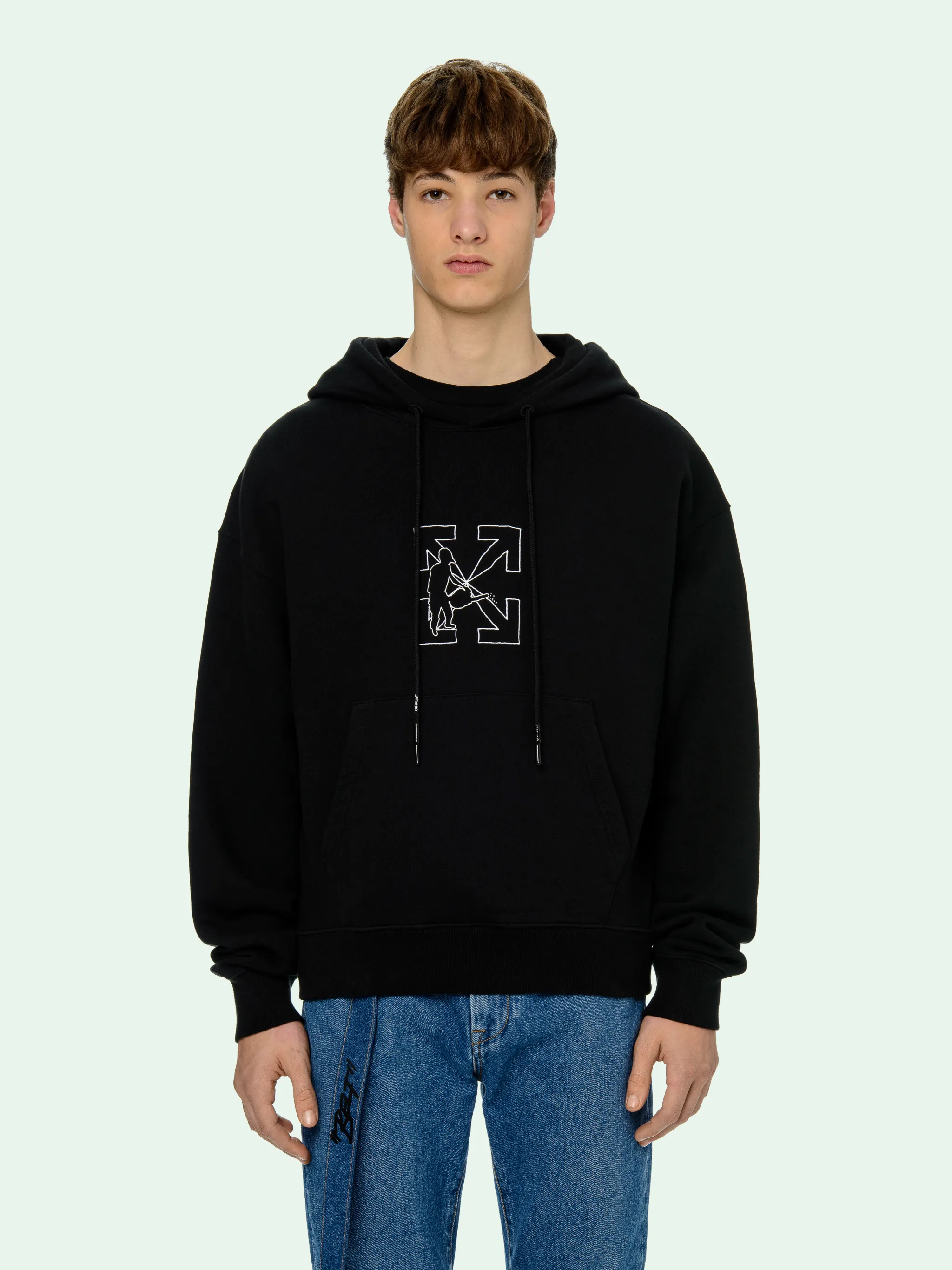BLACK LOGO WORKERS HOODIE | Off-White 
