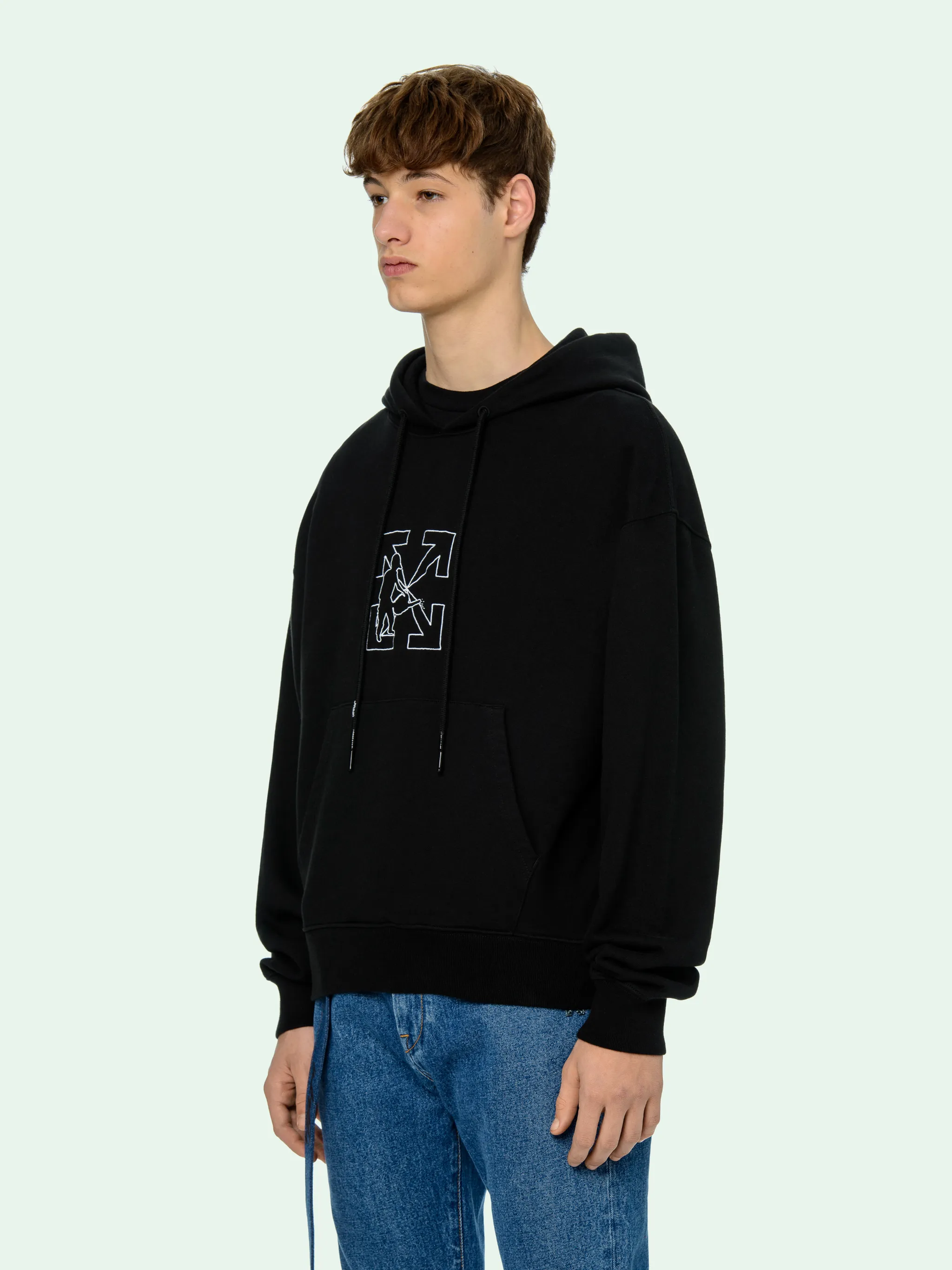 BLACK LOGO WORKERS HOODIE | Off-White 