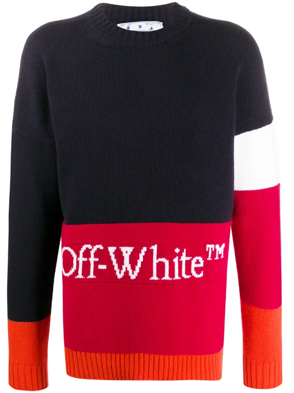 off white jumper red